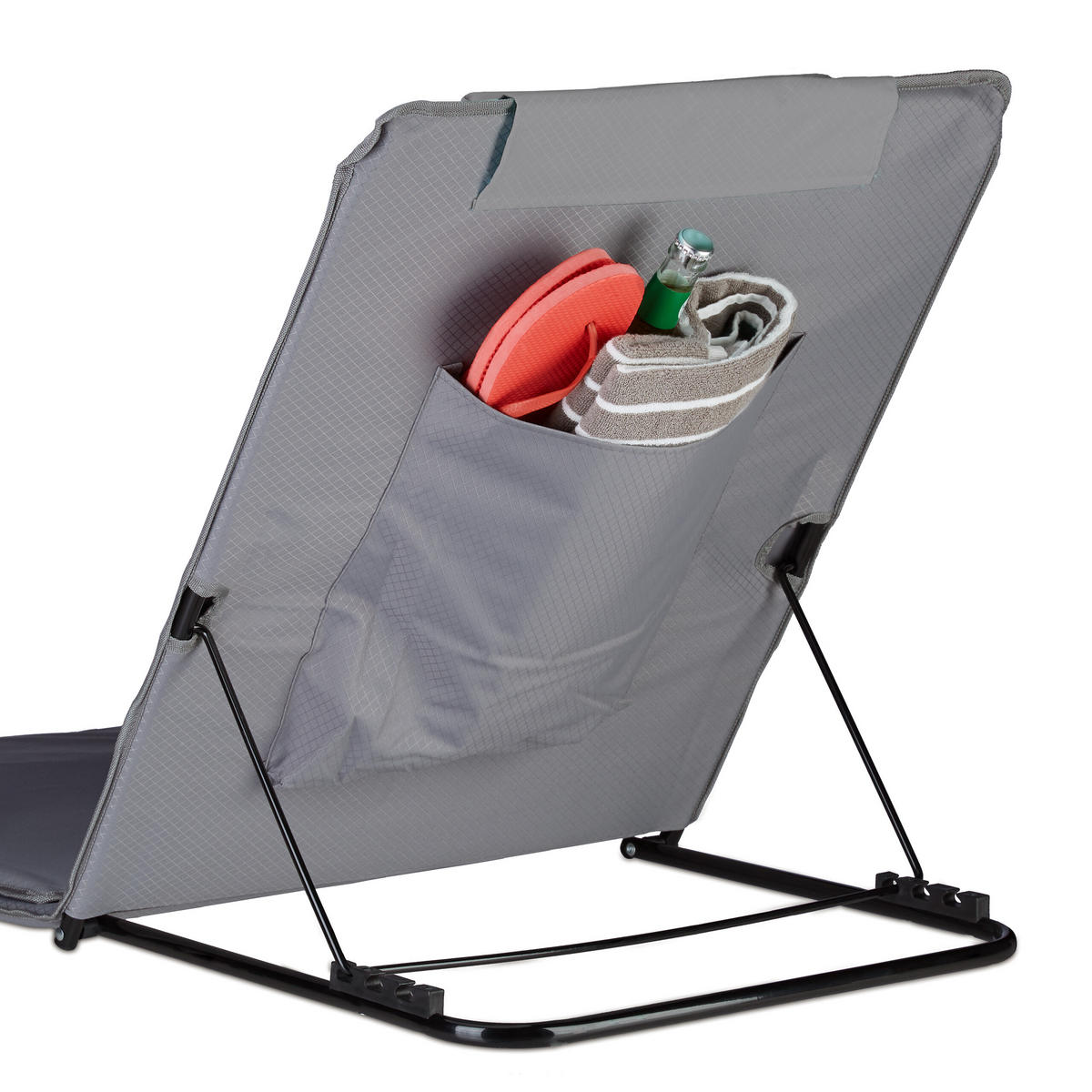 STRANDMATTE - Grau, Textil/Metall (60/62/170cm) - Relaxdays