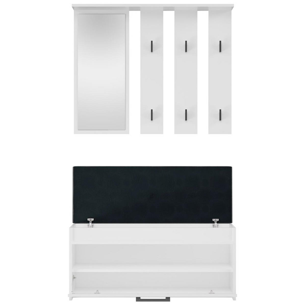 FLURMÖBEL-SET Parmani Weiß - Schwarz/Weiß, Holzwerkstoff/Metall (100/180/35cm) - Selsey