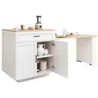 STEHTISCH ausziehbar 133-202/70/93,5 cm in Weiß mit Stauraum und Rollen - Weiß, Holzwerkstoff (133/70/93.5cm) - BEAOK