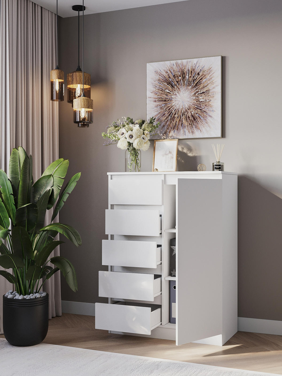 KOMMODE Weiß 83/114/43 - Weiß, Holzwerkstoff (83/114/43cm) - RAUMHIRSCH FURNITURE