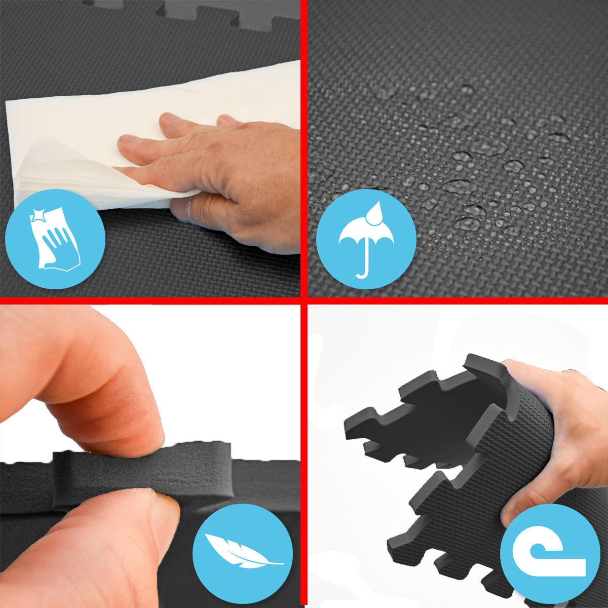 BODENSCHUTZMATTE 30x30x1 cm, Schwarz, 18er Set - Schwarz, Kunststoff (30/30cm) - eyepower