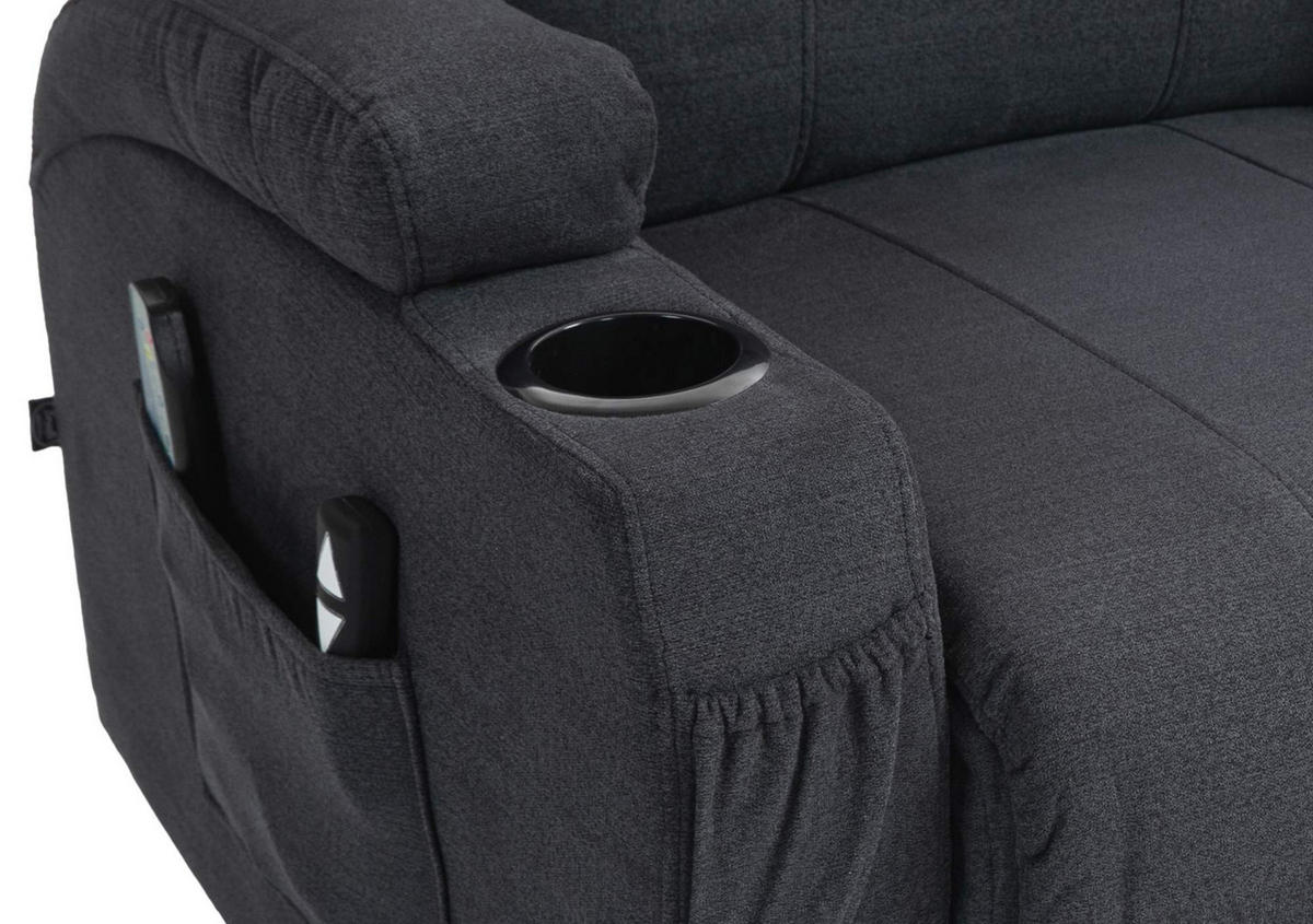 SESSEL Stoff dunkelgrau - Dunkelgrau/Schwarz, Textil/Metall (83/105/94cm) - CLP