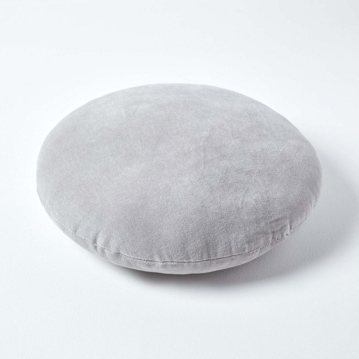 DEKOKISSEN rund grau, Baumwollsamt?40 cm - Hellgrau, Textil (40/40cm) - Homescapes