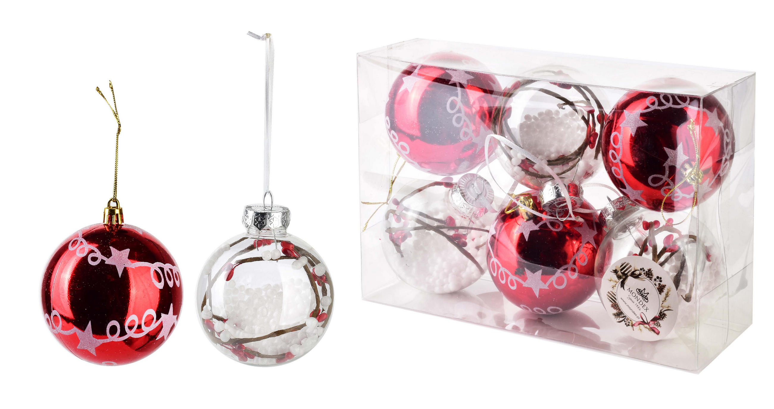 CHRISTBAUMKUGEL-SET Santa Lila Weiß 8/7/8 cm Kunstoff - Weiß, Kunststoff (7/8/8cm) - Mondex