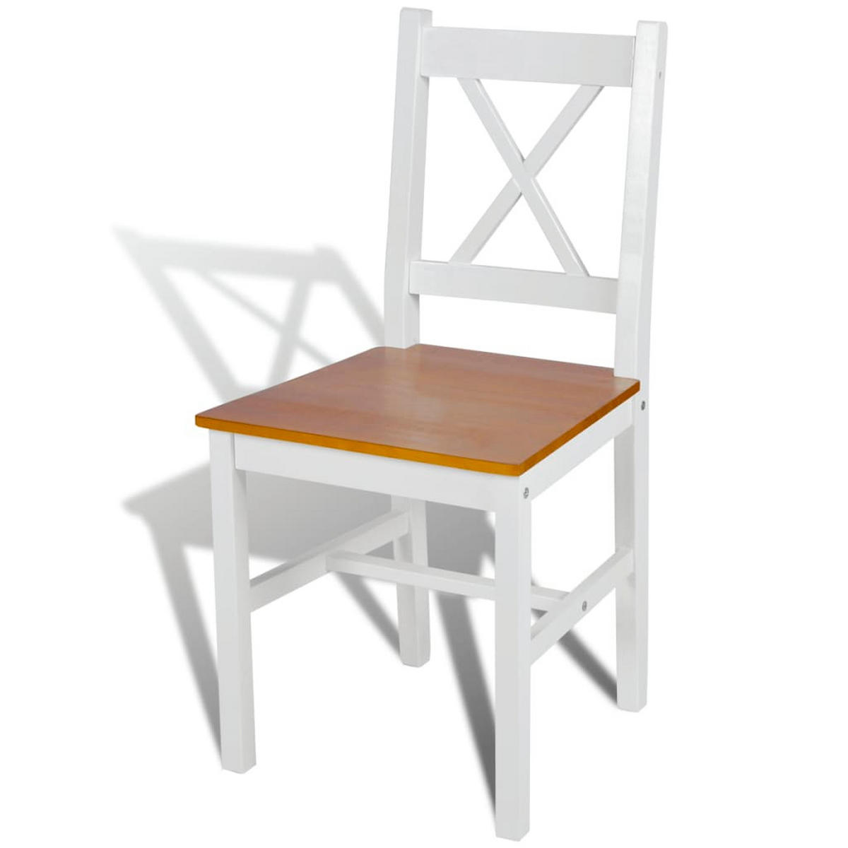 STUHL-SET 4Stk. 41.4*85.5*45.5 - Weiß/Kieferfarben, Holz (41.4/85.5/45.5cm) - ZMH