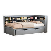 MULTIFUNKTIONSBETT 90/200 cm Grau mit USB-Buchse und Stauraum aus Massivholz - Grau, Holz - OKWISH