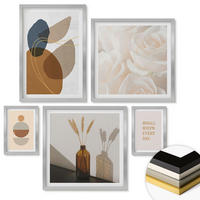 WANDBILDER 5er Set - 50x50 cm & 20x30 cm & 40x60 cm Silberner Rahmen - Abstrakte Formen Akzente - Silberfarben, Kunststoff (40/60cm) - ArtPrintCave