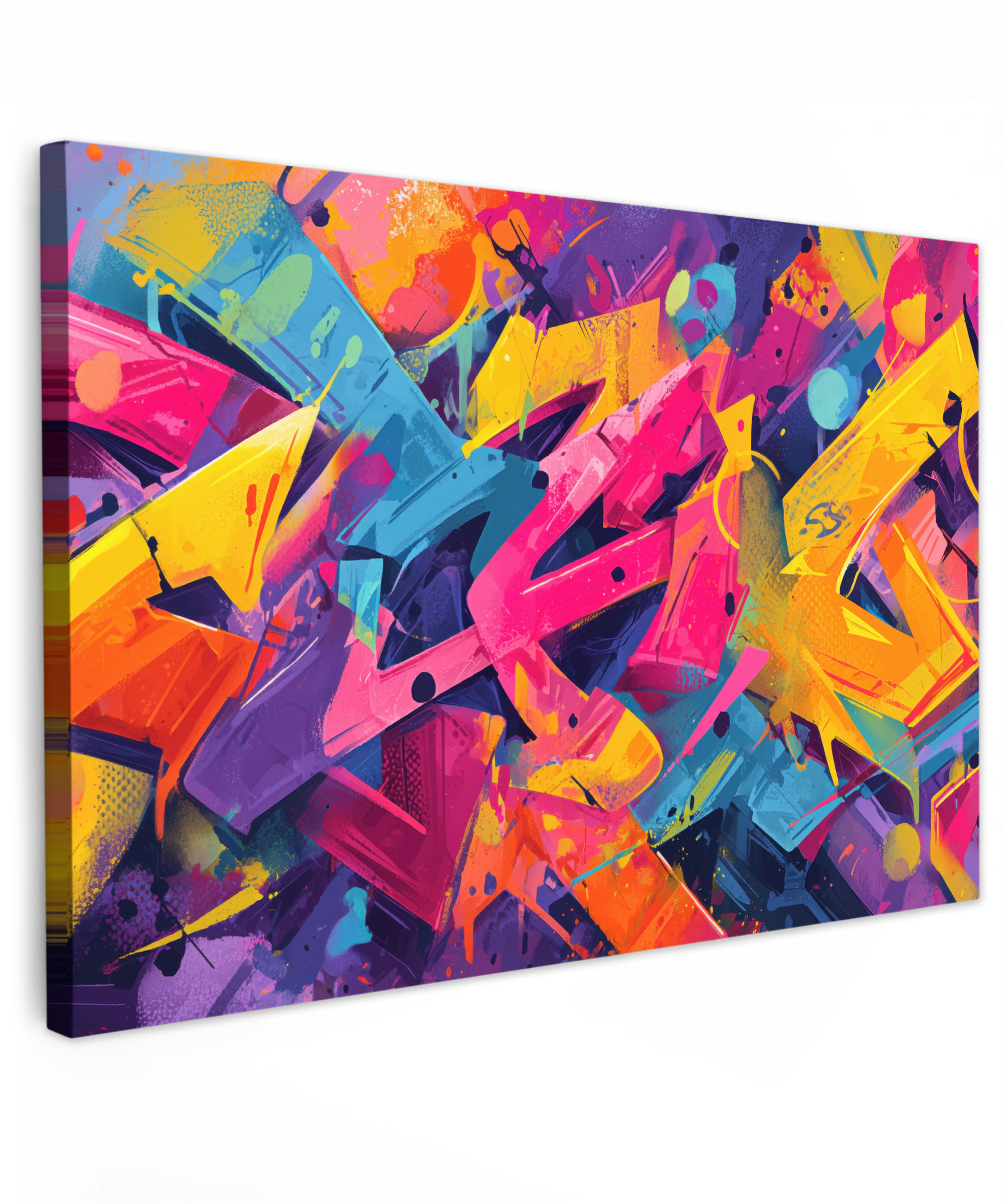 LEINWANDBILD Abstrakt - Formen - Farbenfroh XXL 150x100 cm - Magenta, Textil (150/100cm) - MuchoWow