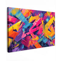 LEINWANDBILD Abstrakt - Formen - Farbenfroh XXL 150x100 cm - Magenta, Textil (150/100cm) - MuchoWow