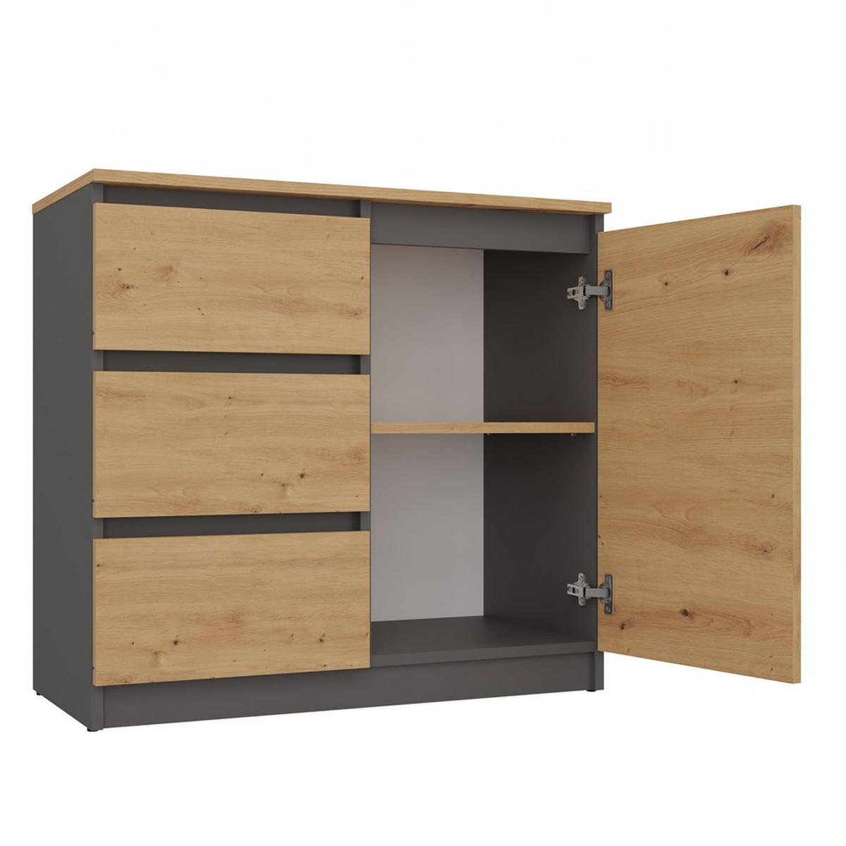KOMODA Antracitová, Artisan 200/75/40 - antracitová, kompozitné drevo (200/75/40cm) - RAUMHIRSCH FURNITURE