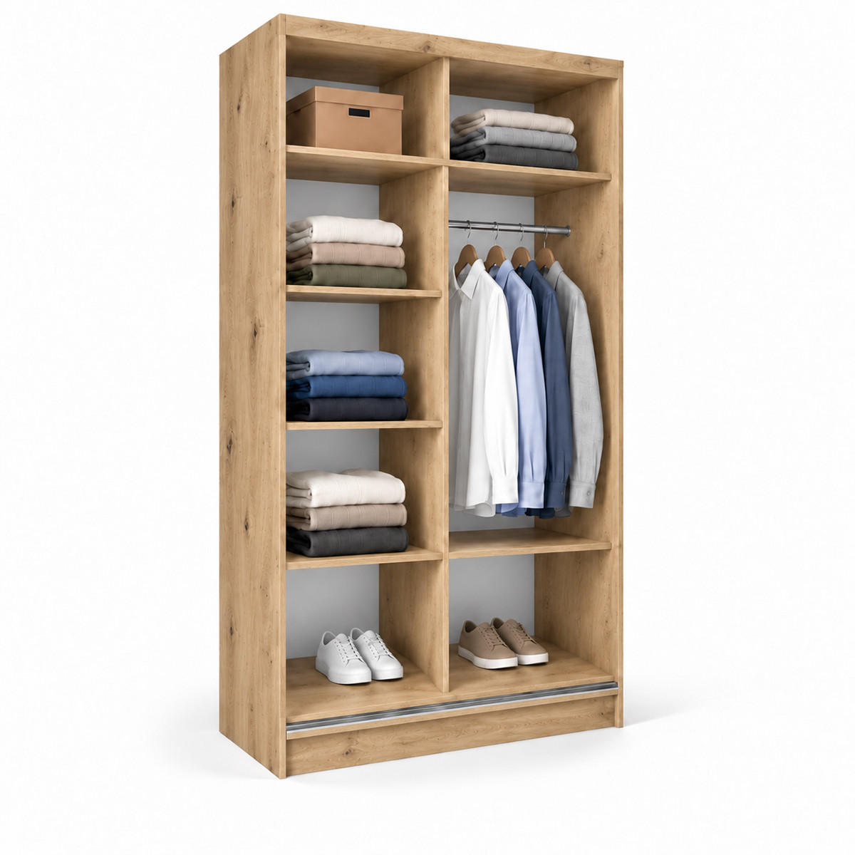 KLEIDERSCHRANK Nox 120 cm Artisan Spiegel Griffe silber - Eiche Artisan, Holzwerkstoff (120/216/61cm) - KS Home Concept