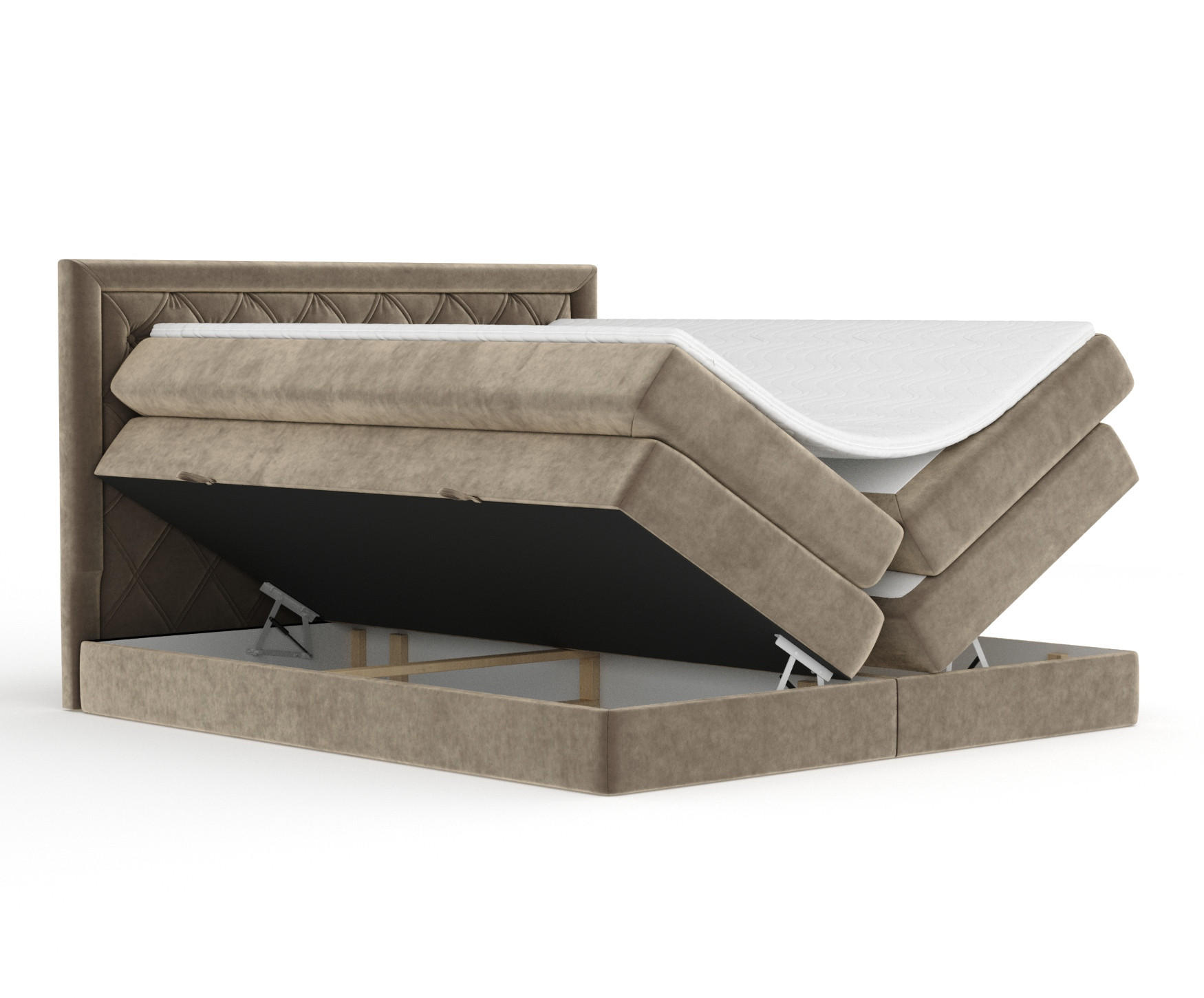 BOXSPRINGBETT Aurelia Braun 140/200 cm - Schwarz/Braun, Holz/Holzwerkstoff (140/200cm) - Maison de Reve