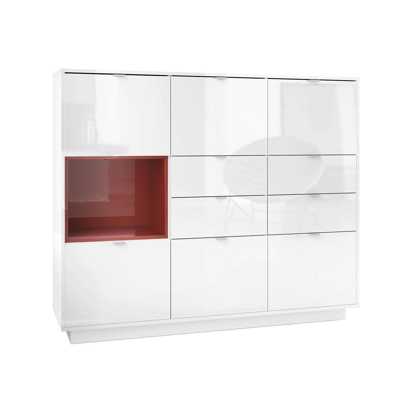 HIGHBOARD Metro Einsatz in Bordeaux Hochglanz - Bordeaux, Holzwerkstoff (153/123/38cm) - Vladon