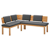 ECKBANK Damita 155 x 194 x 84 Massivholz Kernbuche geölt/Grau - Kernbuche/Grau, Holz (155/194cm) - 58aufmkessel