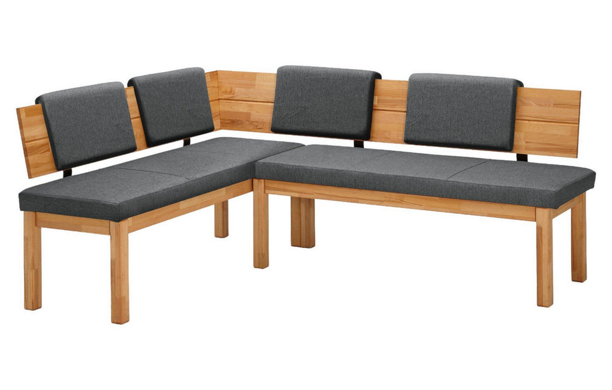 ECKBANK Damita 155 x 194 x 84 Massivholz Kernbuche geölt/Grau - Kernbuche/Grau, Holz (155/194cm) - 58aufmkessel