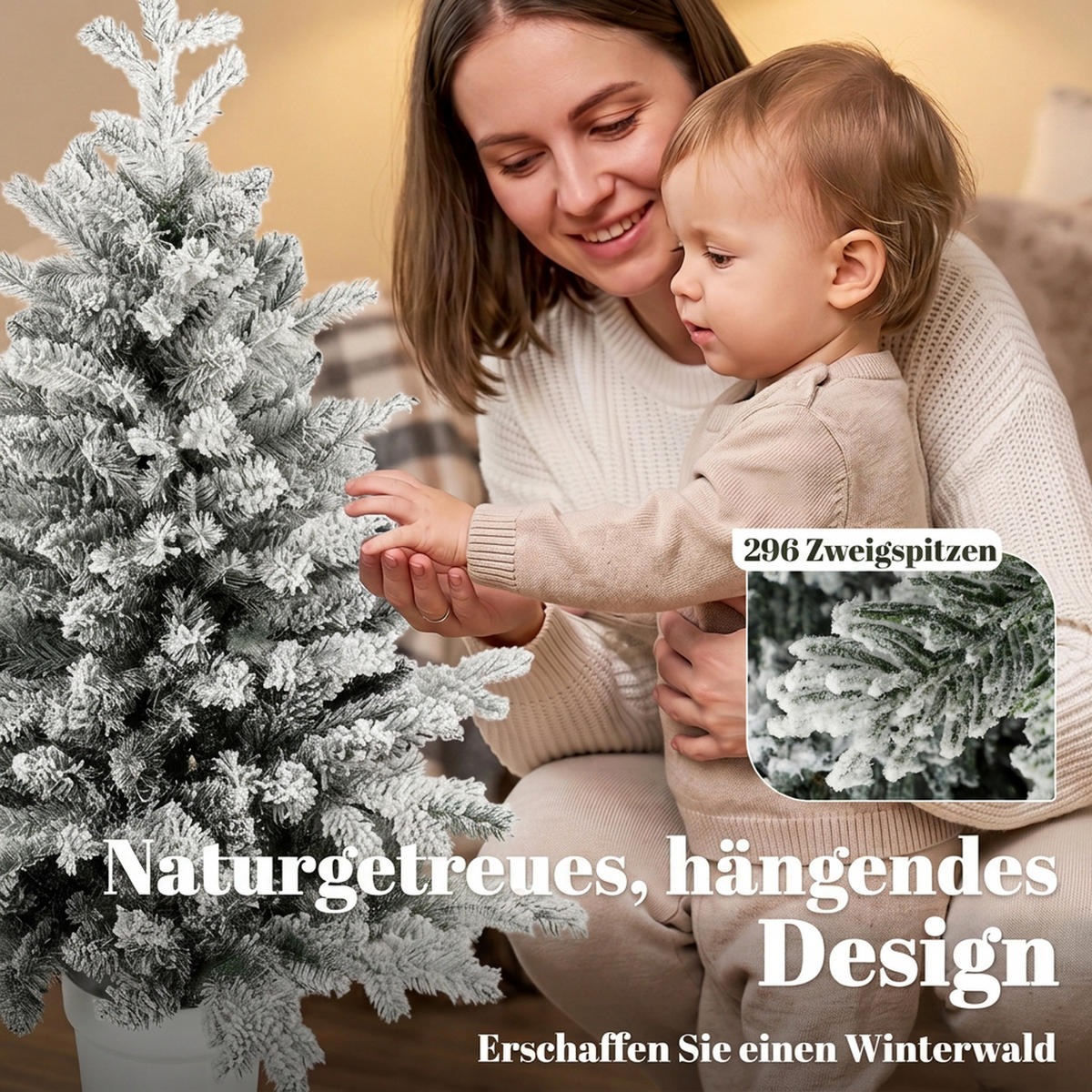 WEIHNACHTSBAUM Kunststoff Stahl Weiß - Weiß, Kunststoff (90cm) - HOMCOM