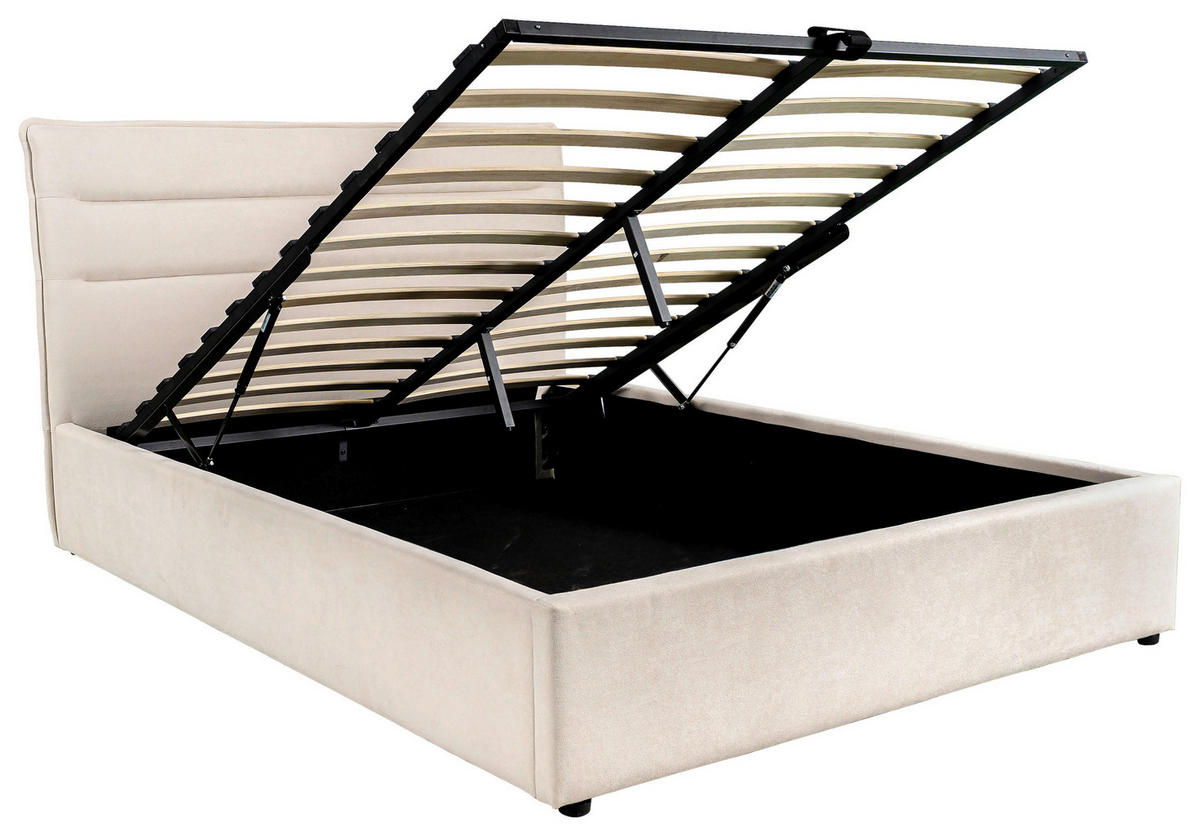 POLSTERBETT Sienna Beige ca. 160 / 200 cm - Beige, Holz - Based