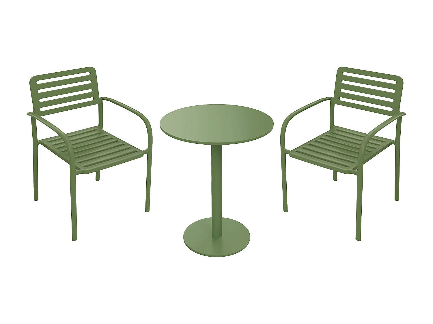 GARTENESSGRUPPE im Set - 2 Personen - Metall - Grün - - Grün, Metall - Vente-Unique