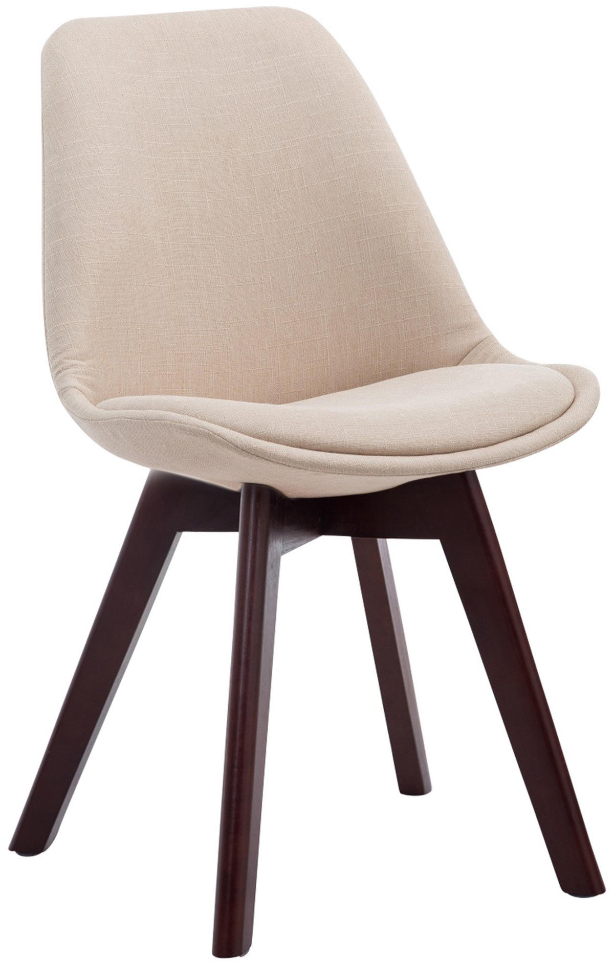 STUHL Stoff creme - Walnussfarben/Creme, Holz/Textil (48/84/55cm) - CLP