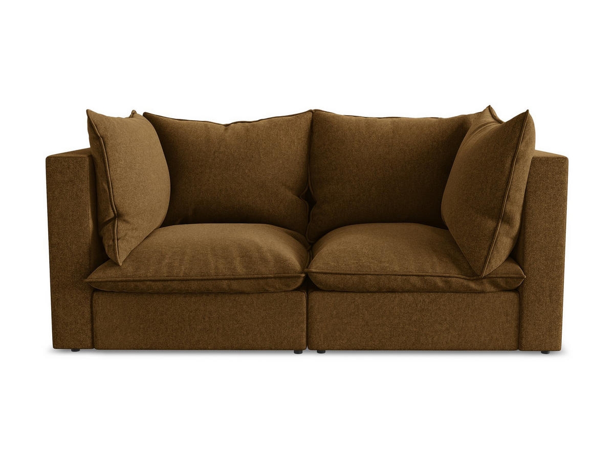 2-SITZER SOFA Samt Stoff Gelb - Currygelb/Schwarz, Holzwerkstoff/Kunststoff (180/77/90cm) - Makamii