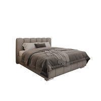 POLSTERBETT ZAIRA 160 x 200 cm mit Bettkasten und Lattenrost, 7-Zonen-Taschenfederkernmatratze CIRA (24 cm) – Hellgrau - Grau, Holz (160/200cm) - Panda Möbel