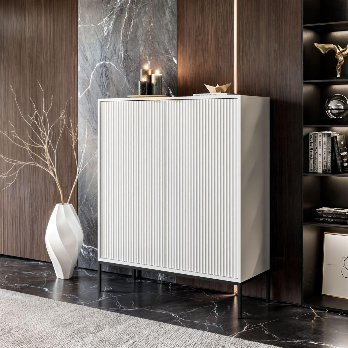 HIGHBOARD CORTADO K104 ZWEIFLUEGELIG WEISS - Schwarz/Weiß, Holzwerkstoff (104/125/39cm) - Lookway