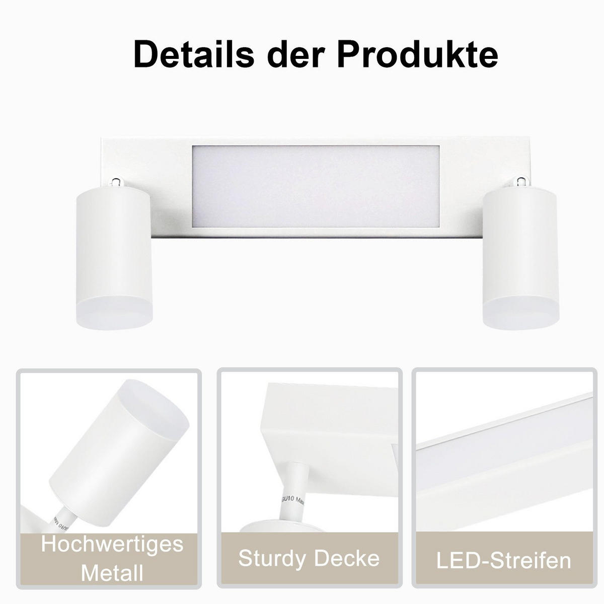 STRAHLER Bielefeld 2-flammig 34/8/16.9 cm - Weiß, Metall (34/8/16.9cm) - Nettlife