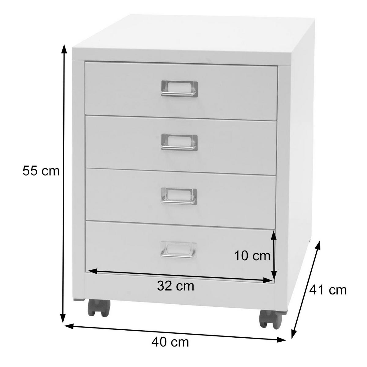 ROLLCONTAINER Weiß - Weiß, Metall (40/55/41cm) - MCW