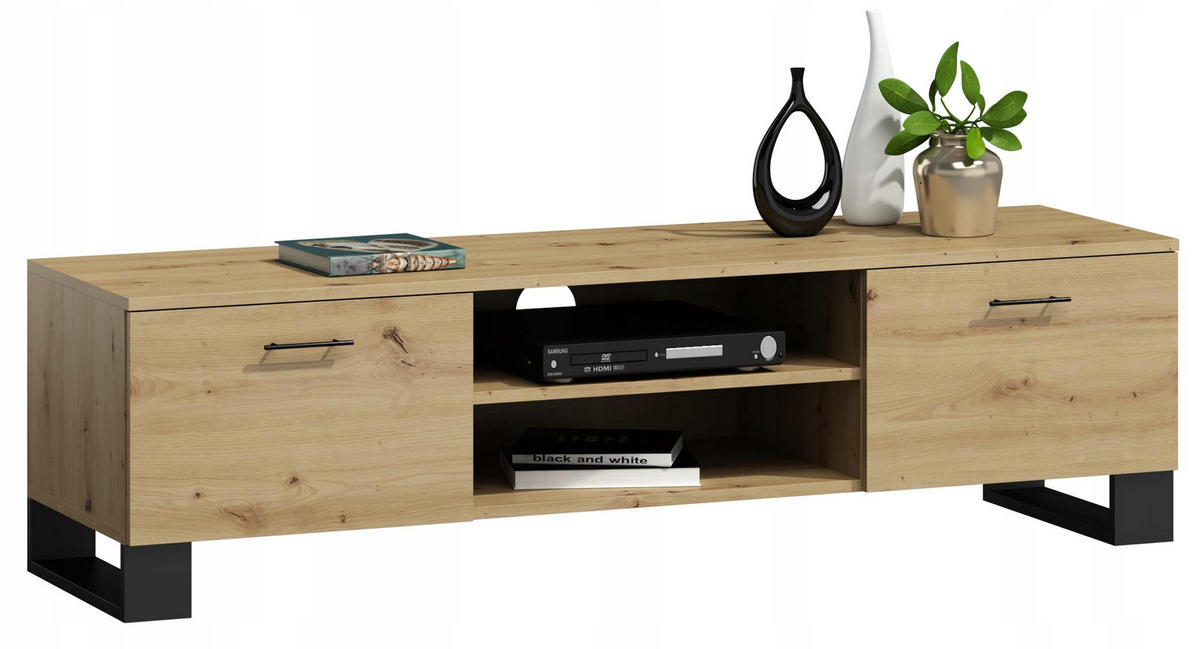 FERNSEHKOMMODE KLARA Artisan Eiche-Schwarz 120/40/46 cm - Multicolor, Holzwerkstoff (120/46/40cm) - Matkam Möbel