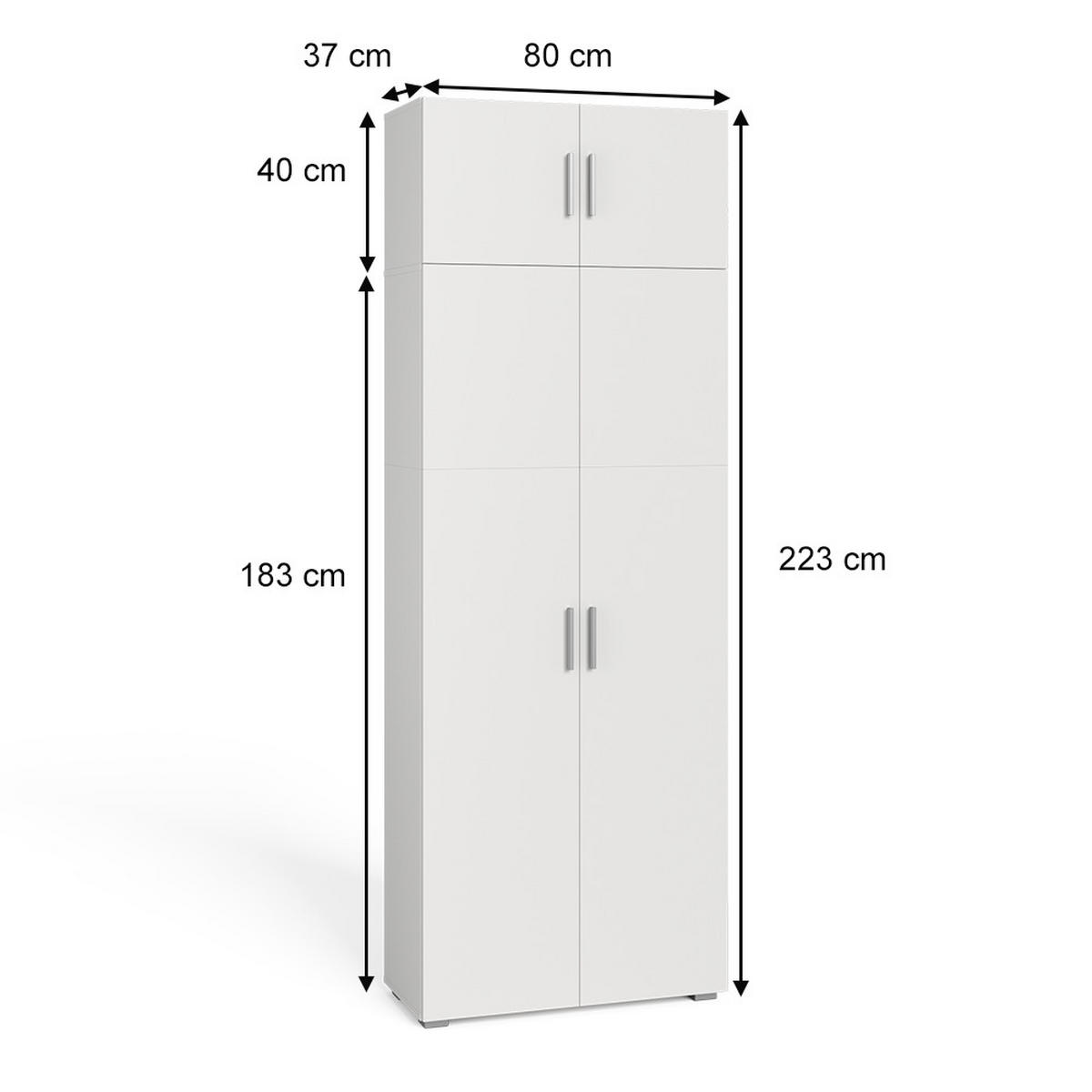 UNIVERSALSCHRANK Ingo Weiß 80 x 182.4 cm mit Schrankaufsatz - Weiß, Holzwerkstoff (80/182.4/37cm) - Vicco