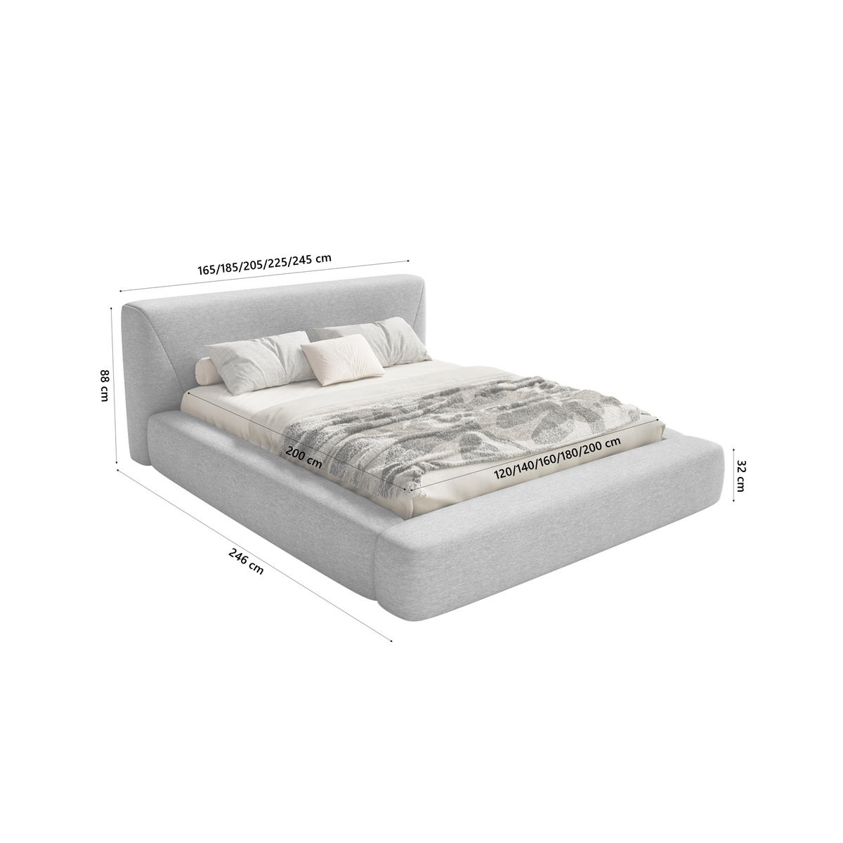 POLSTERBETT Vemmo 160x200 cm, Hellgrau - Hellgrau, Textil (160/200cm) - Fedve