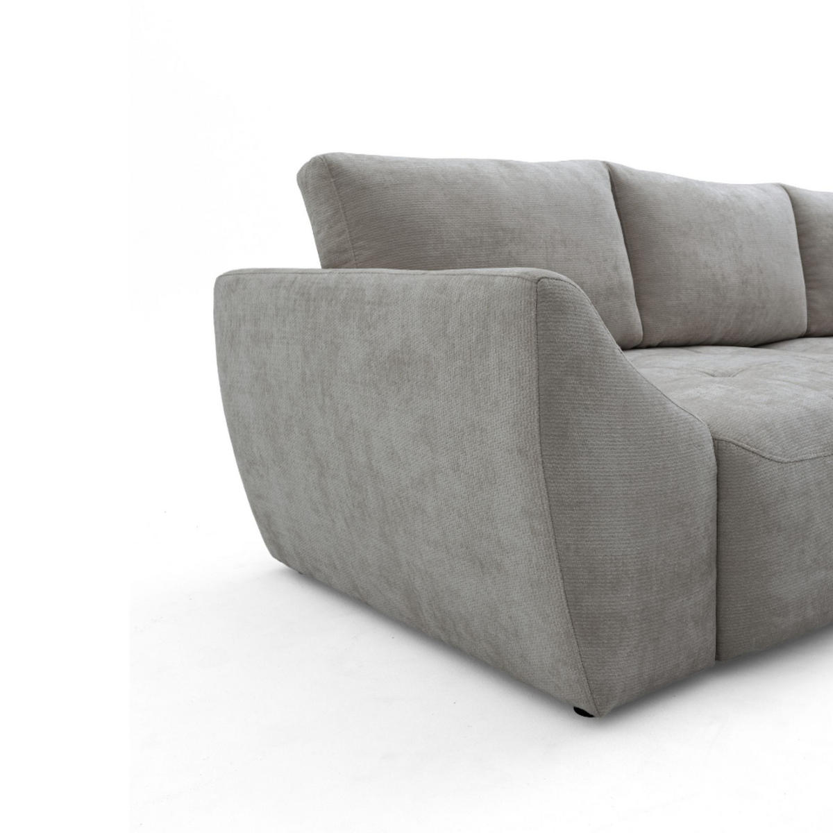 ECKSOFA NICE L Rechts mit Schlaffunktion 137x204 Chenille Grau - Schwarz/Grau, Holz/Textil (165/260cm) - Muffo