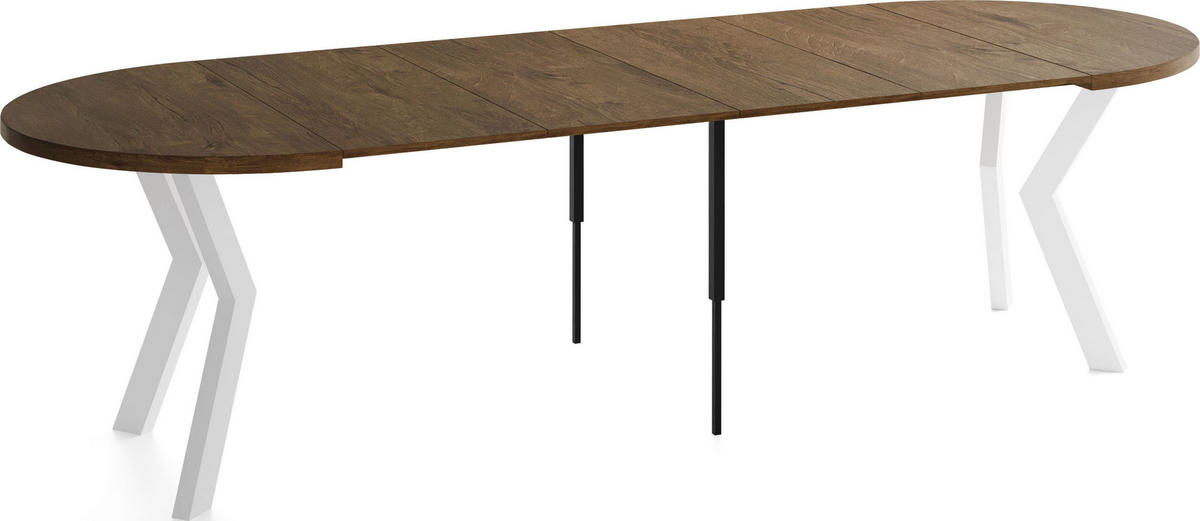 ESSTISCH Savio Weiß rund ausziehbar verlängerbar XXL, Eiche Braun Rustikal 100-300/100/77 cm - Alteiche/Braun, Holz/Holzwerkstoff (100/300/77cm) - WFL GROUP