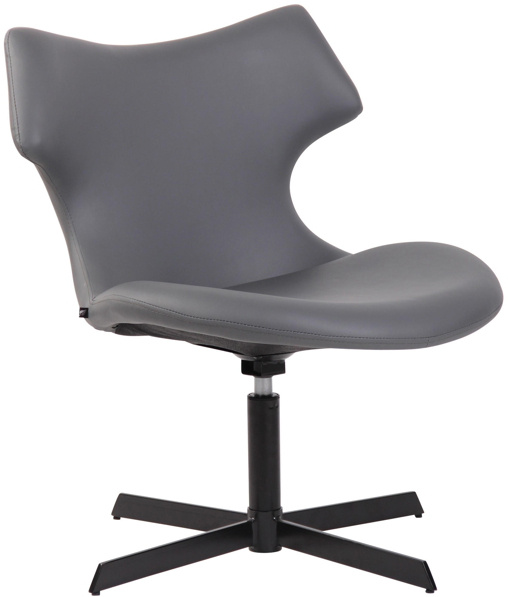 DREHSTUHL Lederlook grau - Schwarz/Grau, Textil/Metall (65/79/69cm) - CLP