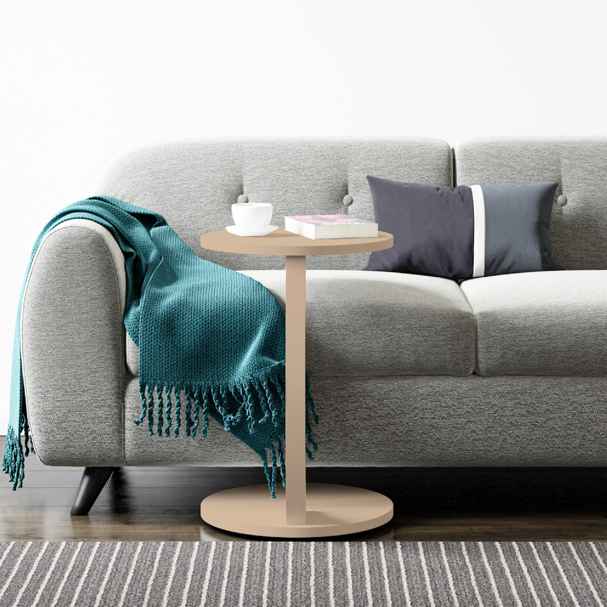 Thumbnail - [en.casa] Beistelltisch, Cappuccino, Holzwerkstoff, Rund, 38x56x38 cm, Wohnzimmer, Wohnzimmertische, Beistelltische