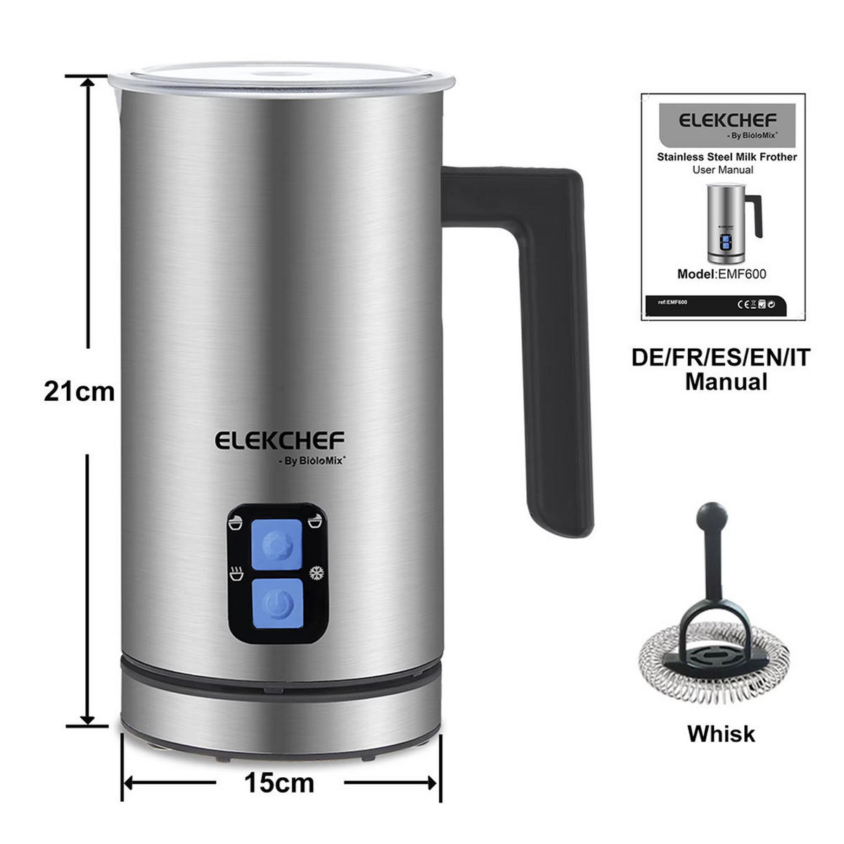 MILCHSCHÄUMER 4IN1 Automatisch Heiß Kalt Schaum Latte Cappuccino - Silberfarben, Metall - Bextcok