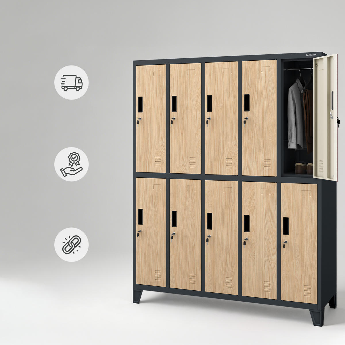 ARBEITSSCHUTZ-KLEIDERSCHRANK BARTEK 172 x 136 x 45 cm - Anthrazit/Sonoma Eiche, Metall (136/172/45cm) - Jan Nowak