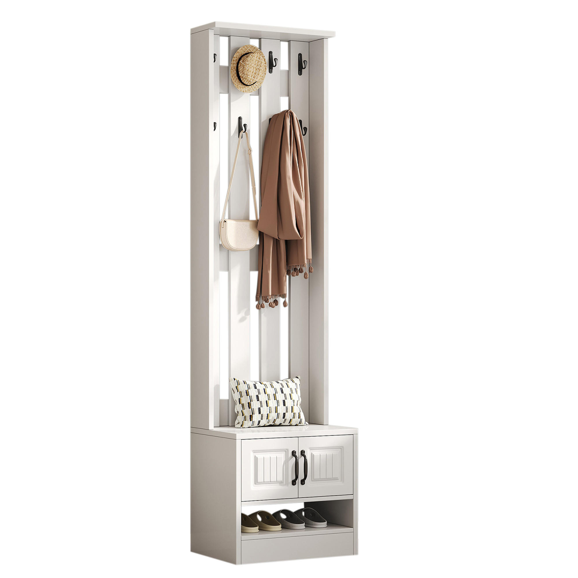 SCHUHSCHRANK aus Spanplatte 50x36x190cm in Weiß mit Kippsicherung - Weiß, Holzwerkstoff (50/190/36cm) - Modfu