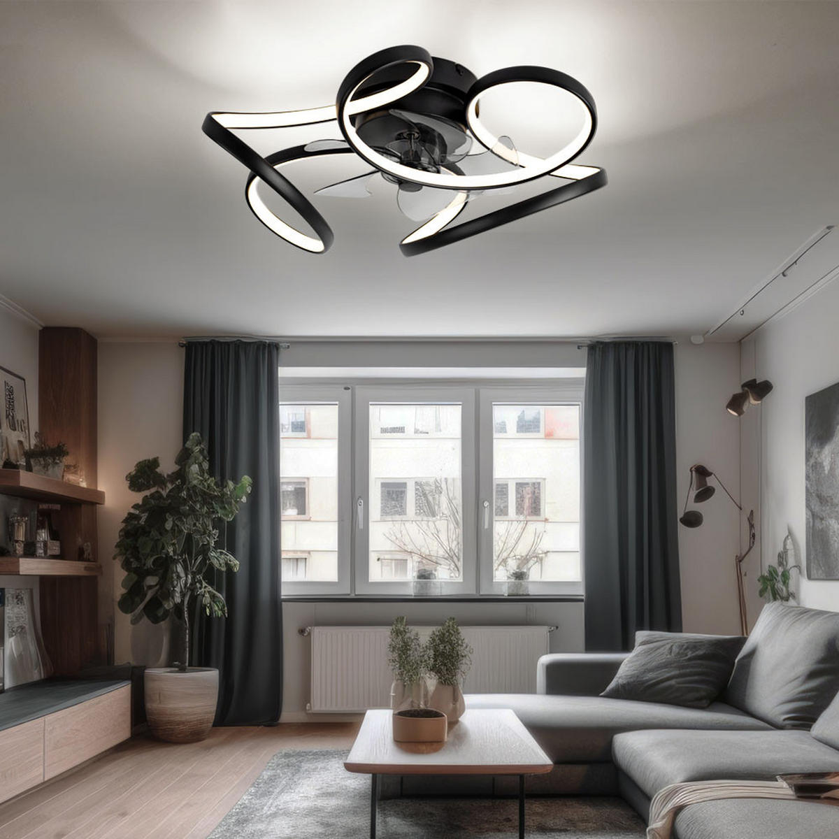 LED DECKENLEUCHTE Metall Schwarz - Schwarz, Metall (56/56/21cm) - Globo Lighting