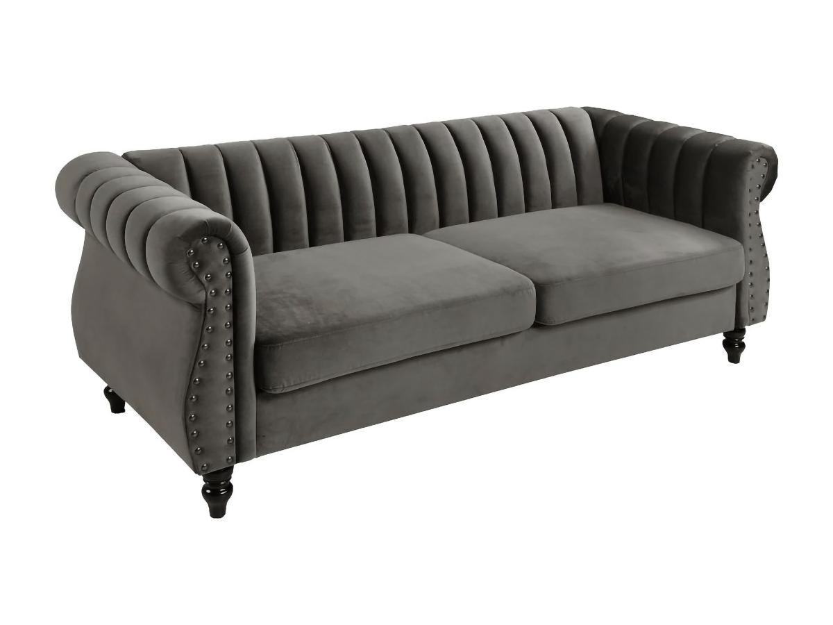 CHESTERFIELD-SOFA - 3-Sitzer - Samt - Grau - TRUMBO - Grau, Textil (78/77/195cm) - Vente-Unique