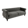 CHESTERFIELD-SOFA - 3-Sitzer - Samt - Grau - TRUMBO - Grau, Textil (78/77/195cm) - Vente-Unique