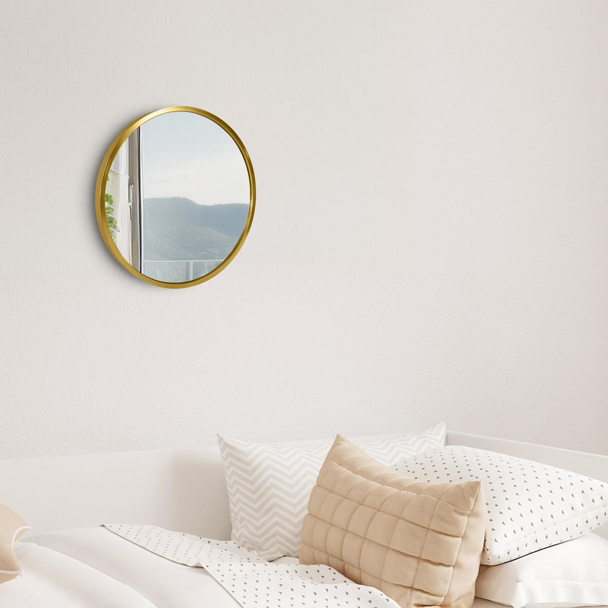 WANDSPIEGEL Gdansk Metall Gold glanz Runder Spiegel - Goldfarben, Metall (30/30/3cm) - DELUKE