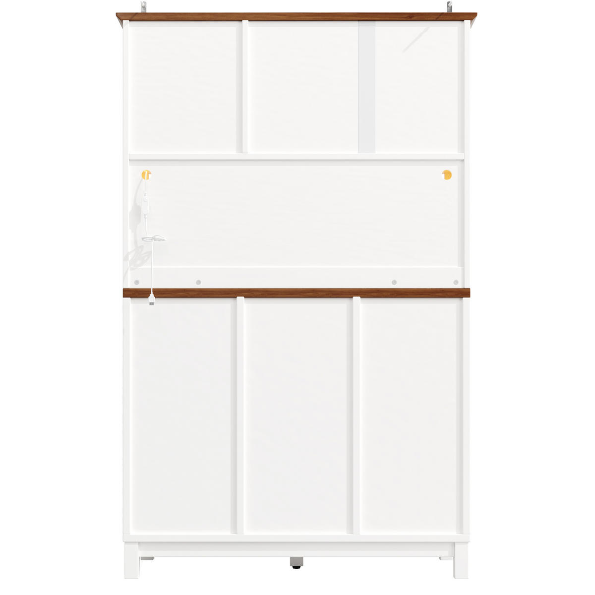 BUFFET 104/40/180 cm Weiß aus MDF, Glas und Metall mit LED - Weiß, Glas (104/180/40cm) - OKWISH