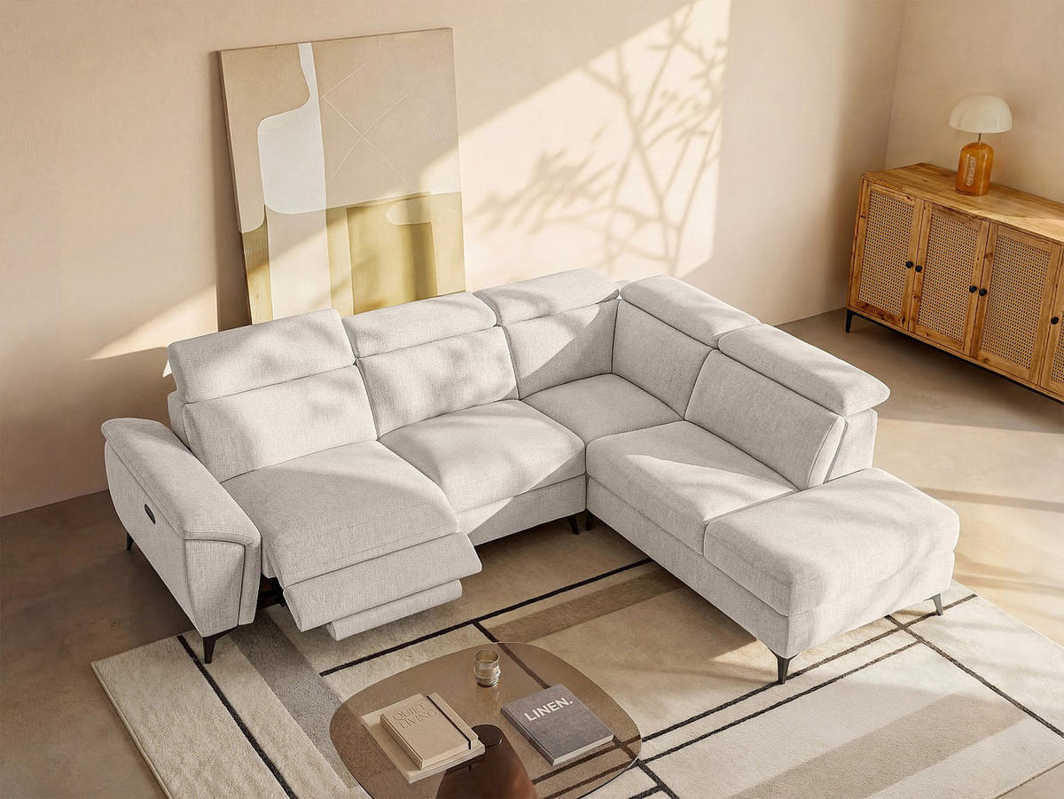 RELAXSOFA - 5 Personen - stoff - beige Cadilo - Beige, Textil/Metall (279/83/221cm) - Vente-Unique
