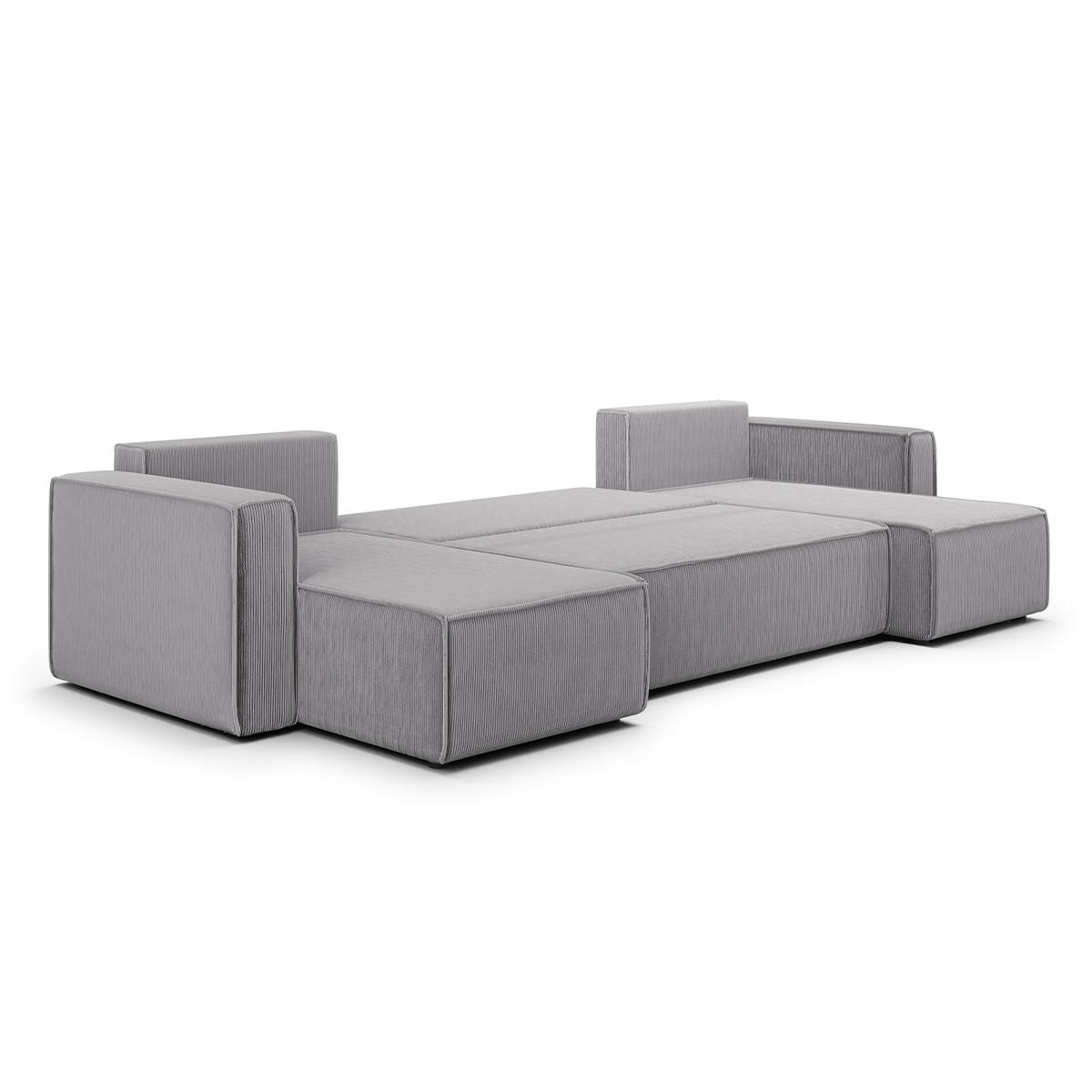 PANORAMASOFA Ezekiel 5 Sitzplätze Hellgrau - Grau, Holz (309/73/145cm) - Petits-meubles