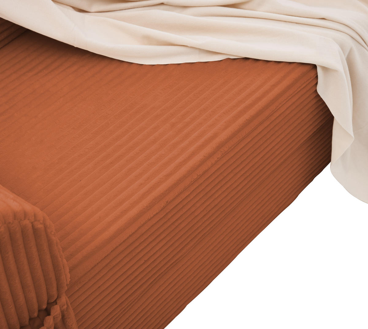 SCHLAFSOFA Cordstoff, 2-in-1 Klappsofa, 2-Sitzer, Sofabett 190×156 cm, Orange - Orange, Textil (190/65/78cm) - LVHOM