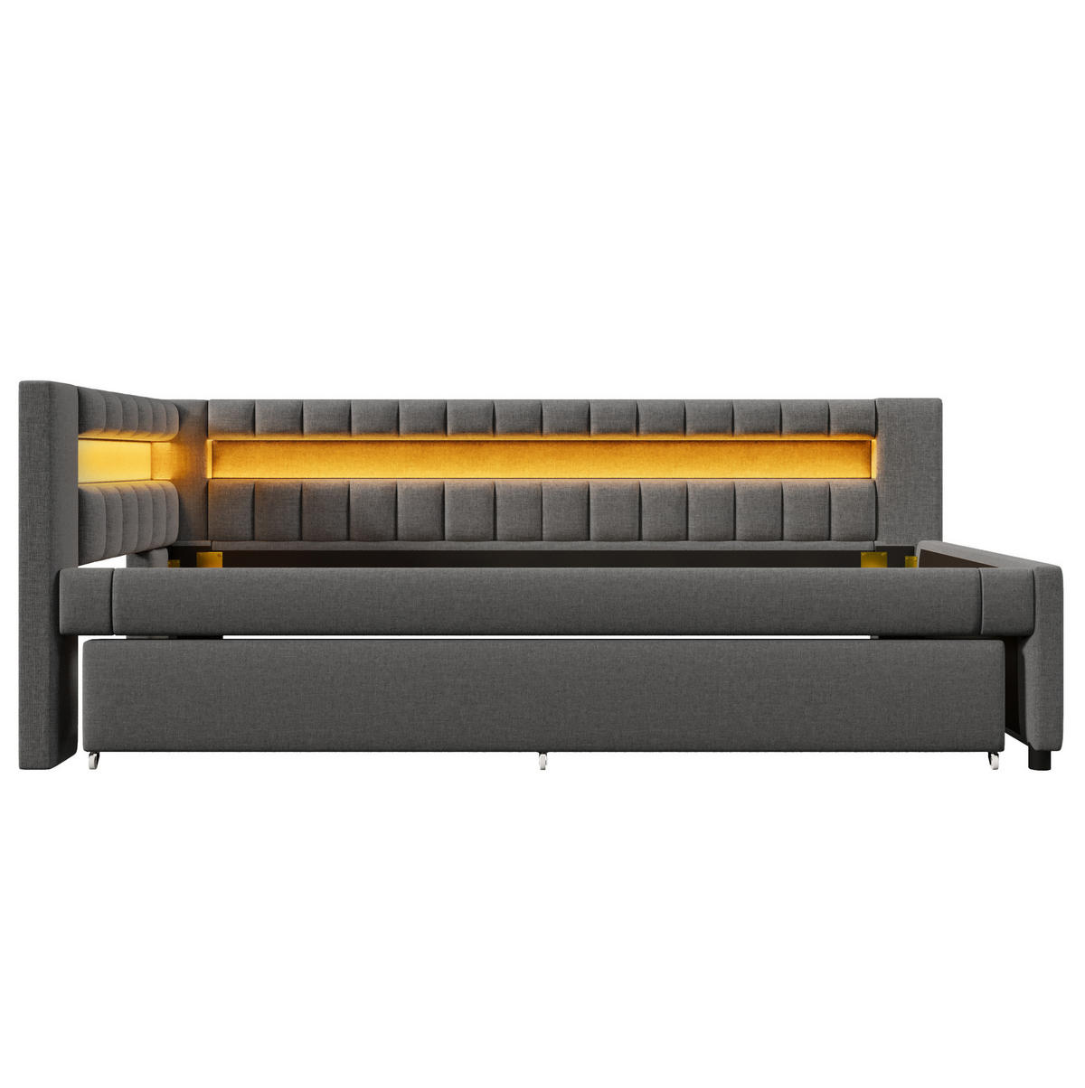 POLSTERBETT 180/200 cm aus Samt mit Bettkasten und hydraulischer Funktion Grau - Grau, Textil (180/200cm) - Modenvie