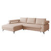ECKSOFA Rosa, Seite: Links OT-2R - Hellrosa/Schwarz, Holz/Textil (265/184cm) - MIRJAN24