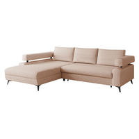 ECKSOFA Rosa, Seite: Links OT-2R - Hellrosa/Schwarz, Holz/Textil (265/184cm) - MIRJAN24