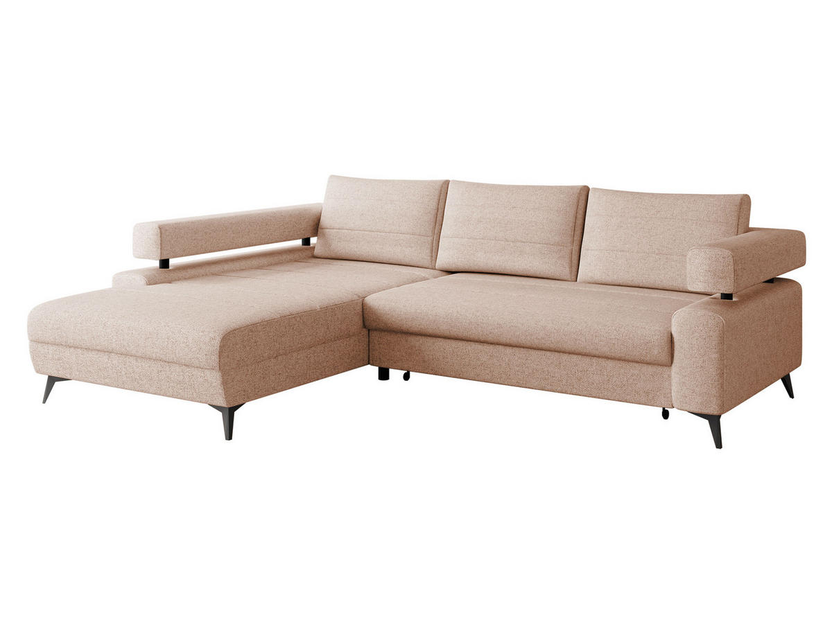 ECKSOFA Rosa, Seite: Links OT-2R - Hellrosa/Schwarz, Holz/Textil (265/184cm) - MIRJAN24